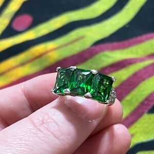 Charles Winston for Bella Luce Simulated Emerald CZ Rhodium Plated 925 Ring